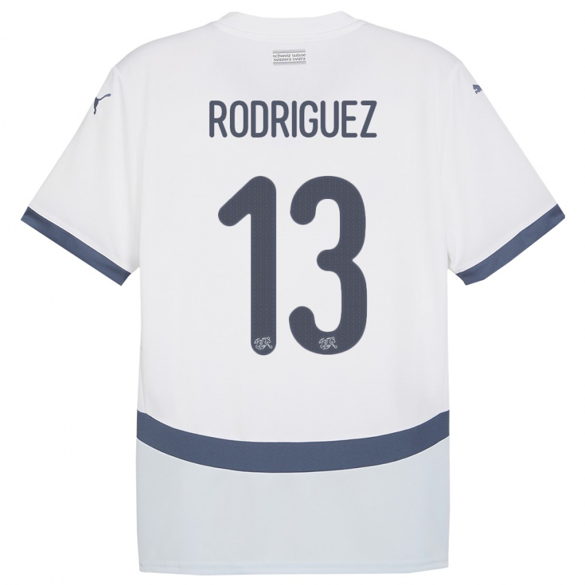 Lapset Sveitsi Ricardo Rodriguez #13 Valkoinen Vieraspaita 24-26 Lyhythihainen Paita T-Paita
