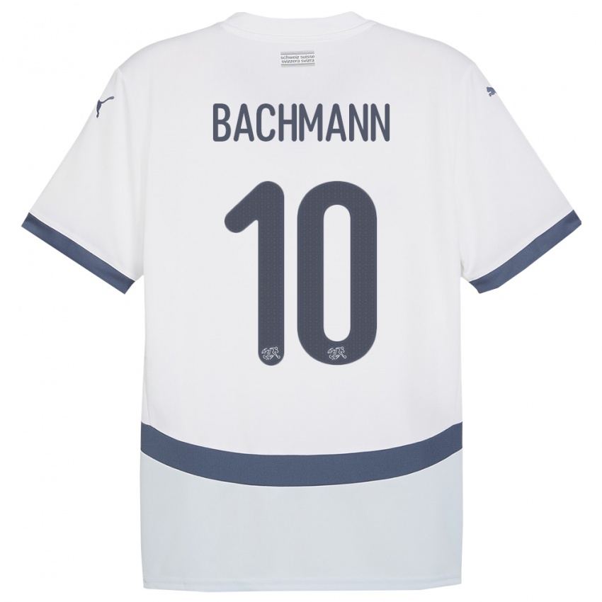 Lapset Sveitsi Ramona Bachmann #10 Valkoinen Vieraspaita 24-26 Lyhythihainen Paita T-Paita