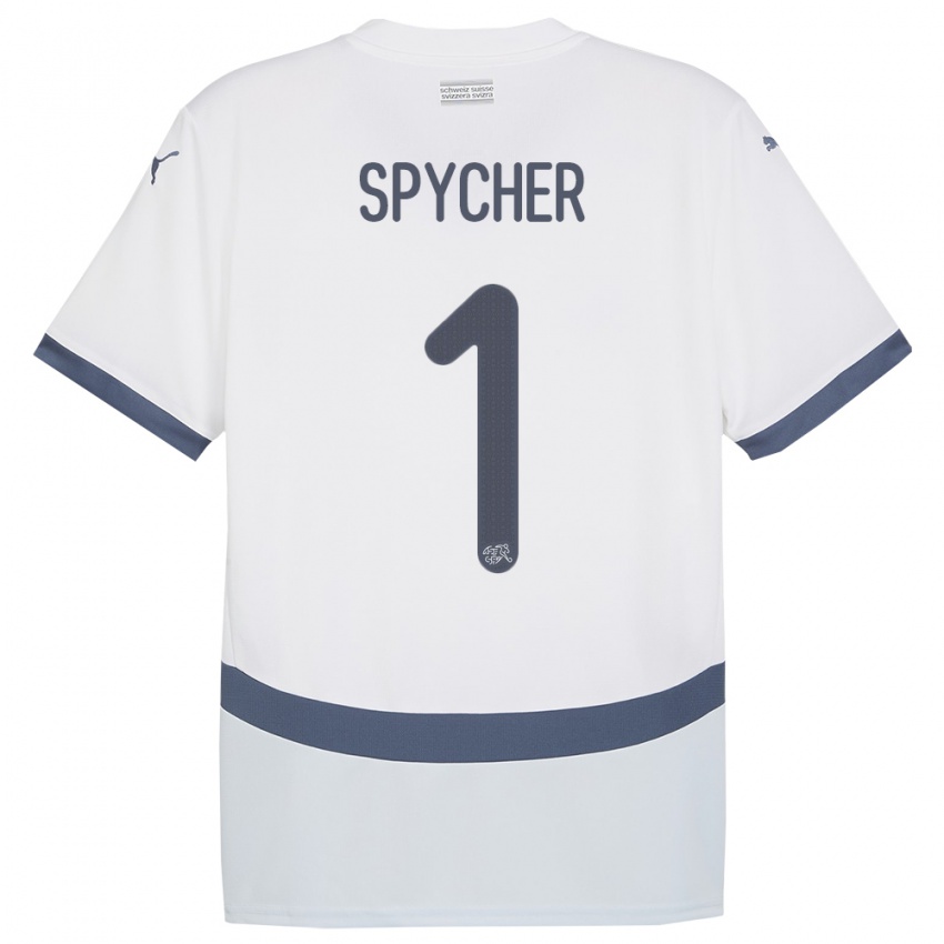 Lapset Sveitsi Tim Spycher #1 Valkoinen Vieraspaita 24-26 Lyhythihainen Paita T-Paita