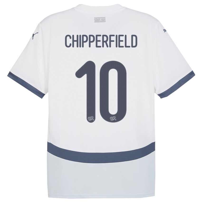 Lapset Sveitsi Liam Chipperfield #10 Valkoinen Vieraspaita 24-26 Lyhythihainen Paita T-Paita