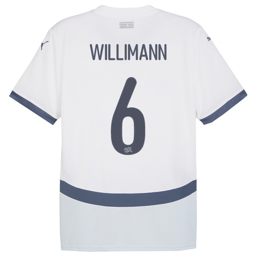 Lapset Sveitsi Mauricio Willimann #6 Valkoinen Vieraspaita 24-26 Lyhythihainen Paita T-Paita