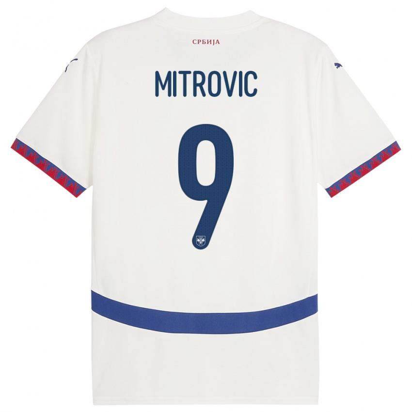 Lapset Serbia Aleksandar Mitrovic #9 Valkoinen Vieraspaita 24-26 Lyhythihainen Paita T-Paita