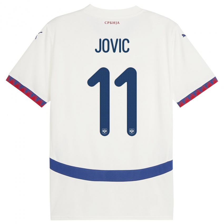 Lapset Serbia Luka Jovic #11 Valkoinen Vieraspaita 24-26 Lyhythihainen Paita T-Paita