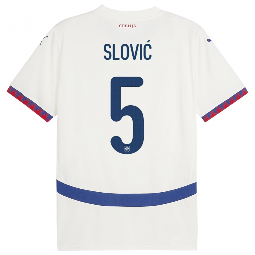 Lapset Serbia Violeta Slovic #5 Valkoinen Vieraspaita 24-26 Lyhythihainen Paita T-Paita