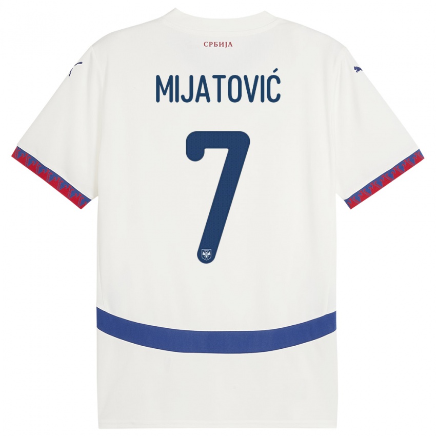 Lapset Serbia Milica Mijatovic #7 Valkoinen Vieraspaita 24-26 Lyhythihainen Paita T-Paita