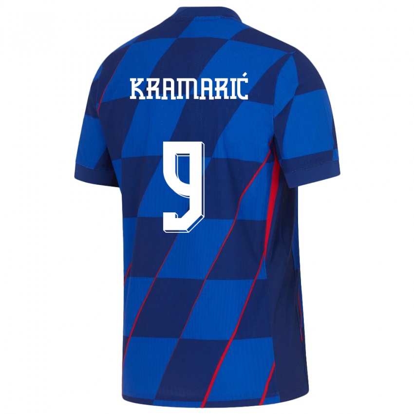 Lapset Kroatia Andrej Kramaric #9 Sininen Vieraspaita 24-26 Lyhythihainen Paita T-Paita
