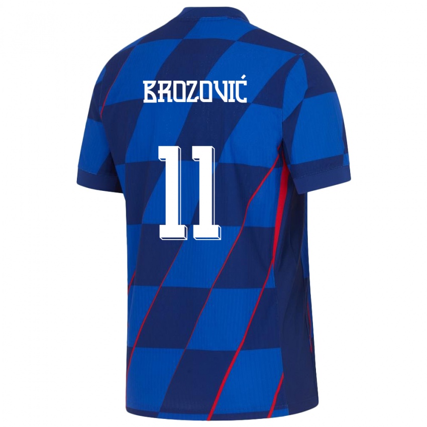 Lapset Kroatia Marcelo Brozovic #11 Sininen Vieraspaita 24-26 Lyhythihainen Paita T-Paita