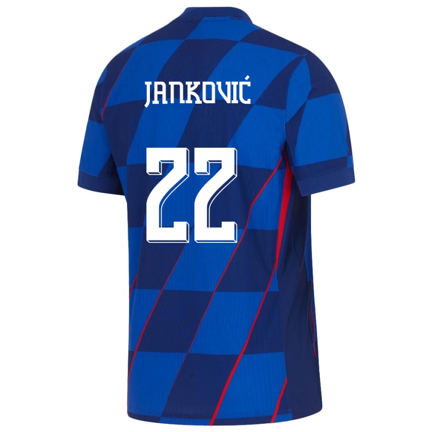 Lapset Kroatia Niko Jankovic #22 Sininen Vieraspaita 24-26 Lyhythihainen Paita T-Paita