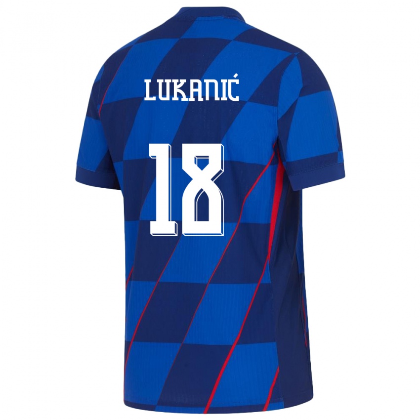 Lapset Kroatia Luka Lukanic #18 Sininen Vieraspaita 24-26 Lyhythihainen Paita T-Paita