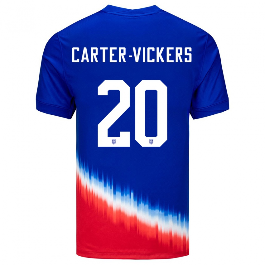 Lapset Yhdysvallat Cameron Carter-Vickers #20 Sininen Vieraspaita 24-26 Lyhythihainen Paita T-Paita