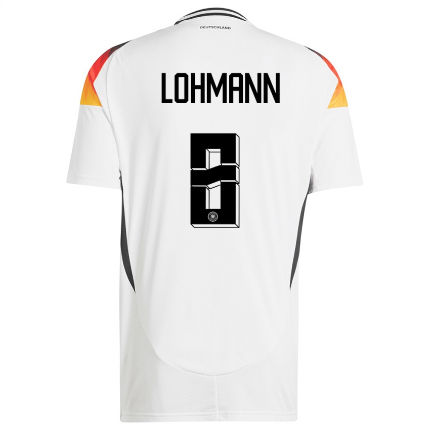 Miesten Saksa Sydney Lohmann #8 Valkoinen Kotipaita 24-26 Lyhythihainen Paita T-Paita