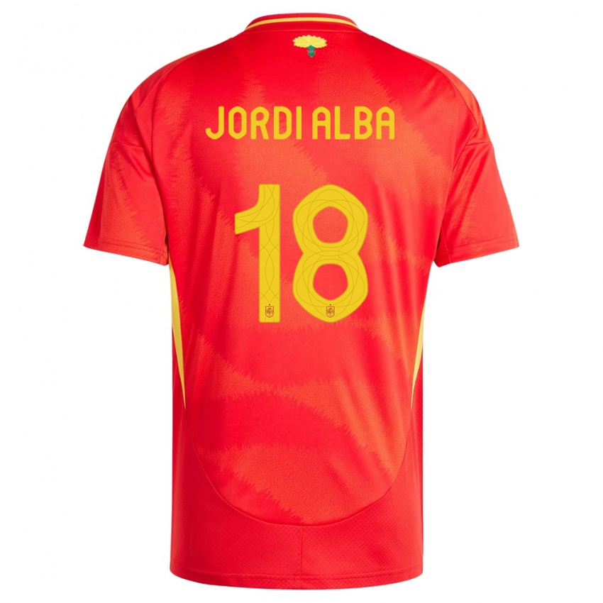 Miesten Espanja Jordi Alba #18 Punainen Kotipaita 24-26 Lyhythihainen Paita T-Paita