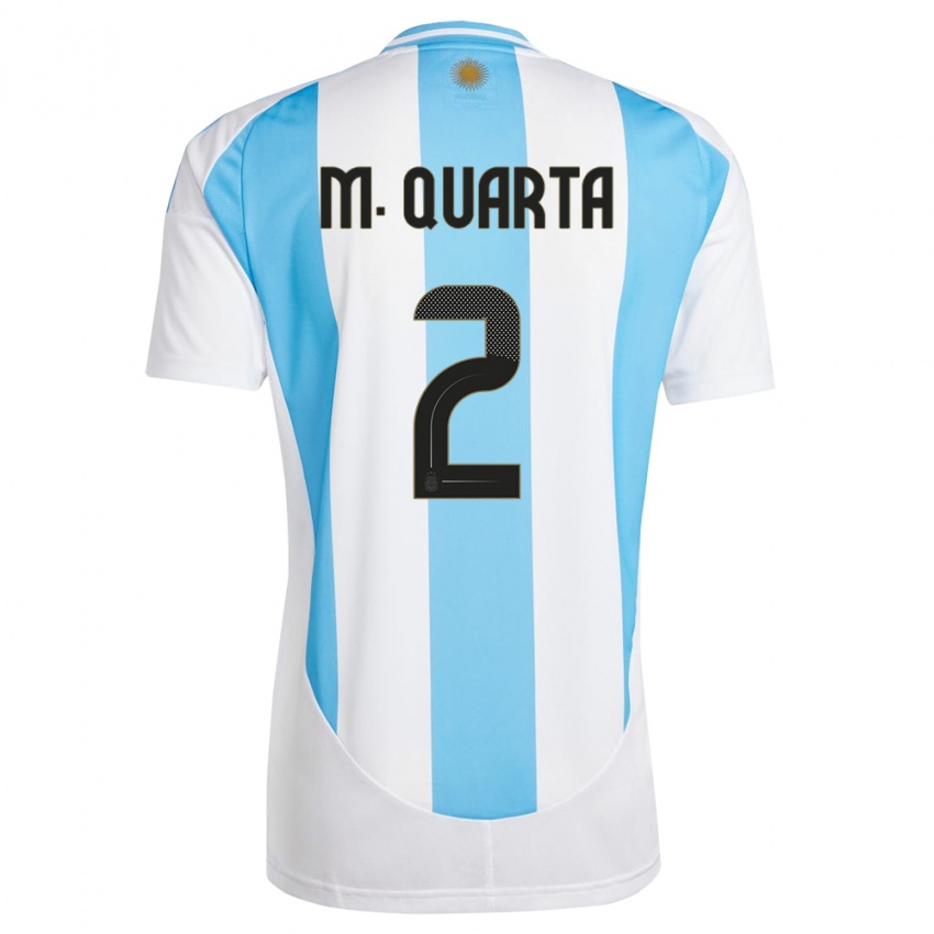 Miesten Argentiina Lucas Martinez Quarta #2 Valkoinen Sininen Kotipaita 24-26 Lyhythihainen Paita T-Paita