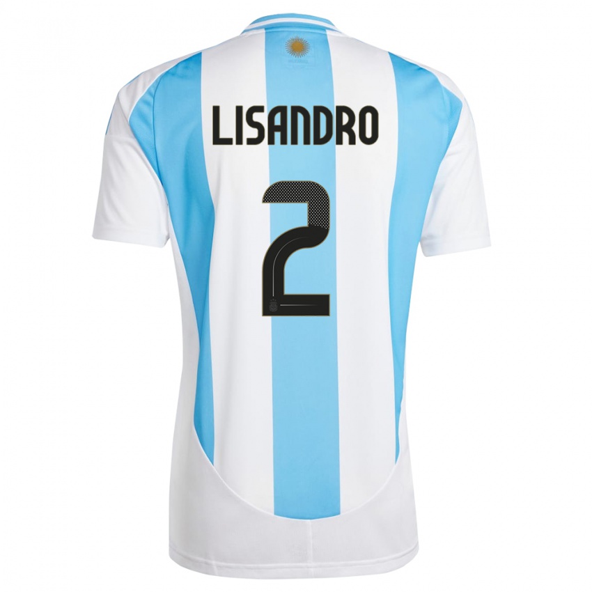 Miesten Argentiina Lisandro Martinez #2 Valkoinen Sininen Kotipaita 24-26 Lyhythihainen Paita T-Paita