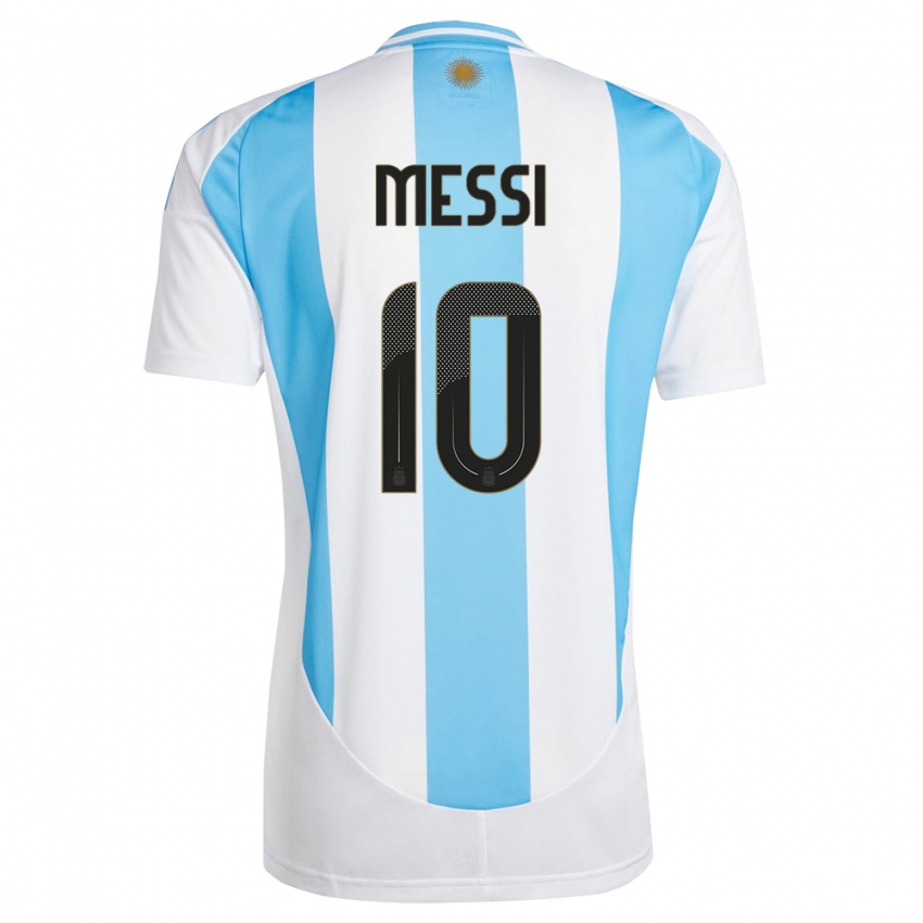 Miesten Argentiina Lionel Messi #10 Valkoinen Sininen Kotipaita 24-26 Lyhythihainen Paita T-Paita