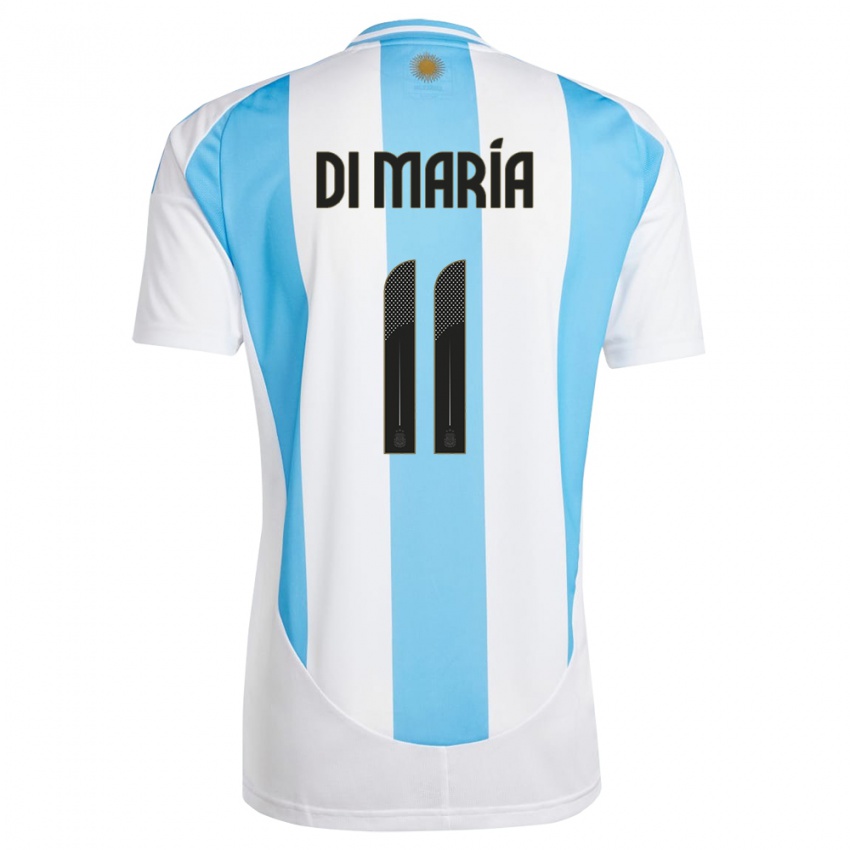 Miesten Argentiina Angel Di Maria #11 Valkoinen Sininen Kotipaita 24-26 Lyhythihainen Paita T-Paita
