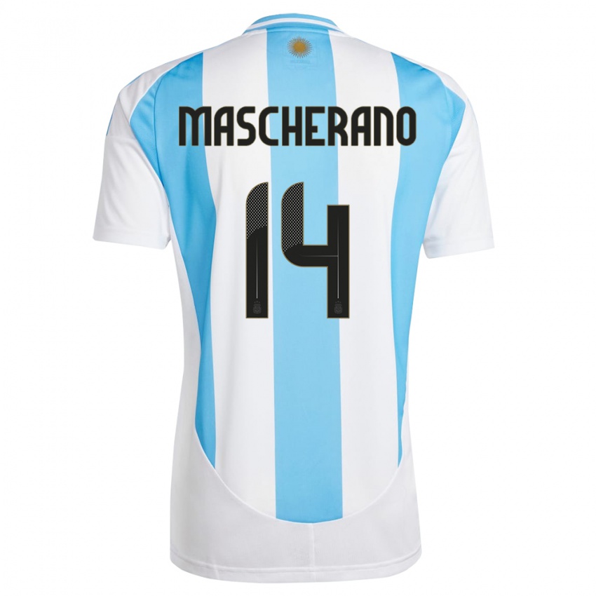 Miesten Argentiina Javier Mascherano #14 Valkoinen Sininen Kotipaita 24-26 Lyhythihainen Paita T-Paita