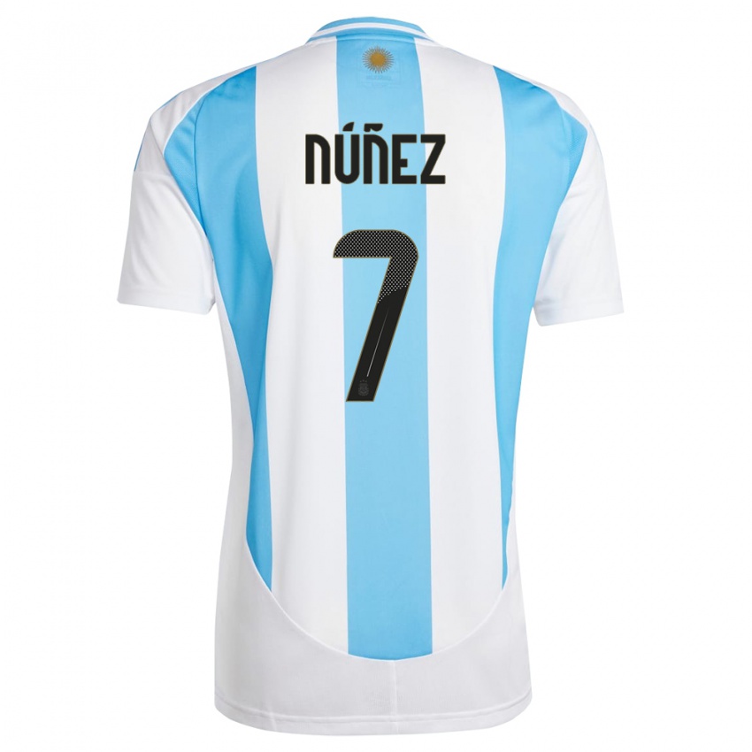 Miesten Argentiina Romina Nunez #7 Valkoinen Sininen Kotipaita 24-26 Lyhythihainen Paita T-Paita