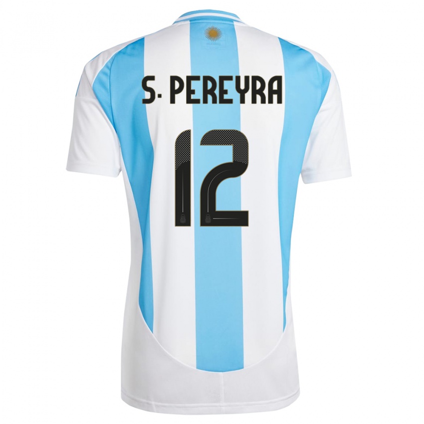Miesten Argentiina Solana Pereyra #12 Valkoinen Sininen Kotipaita 24-26 Lyhythihainen Paita T-Paita