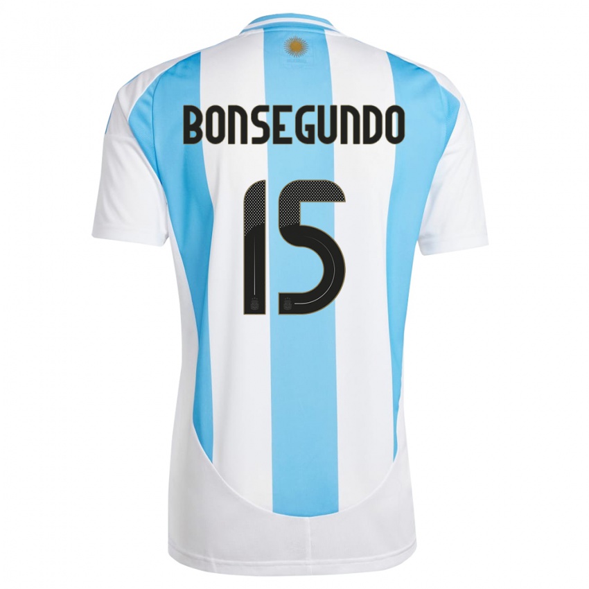 Miesten Argentiina Florencia Bonsegundo #15 Valkoinen Sininen Kotipaita 24-26 Lyhythihainen Paita T-Paita