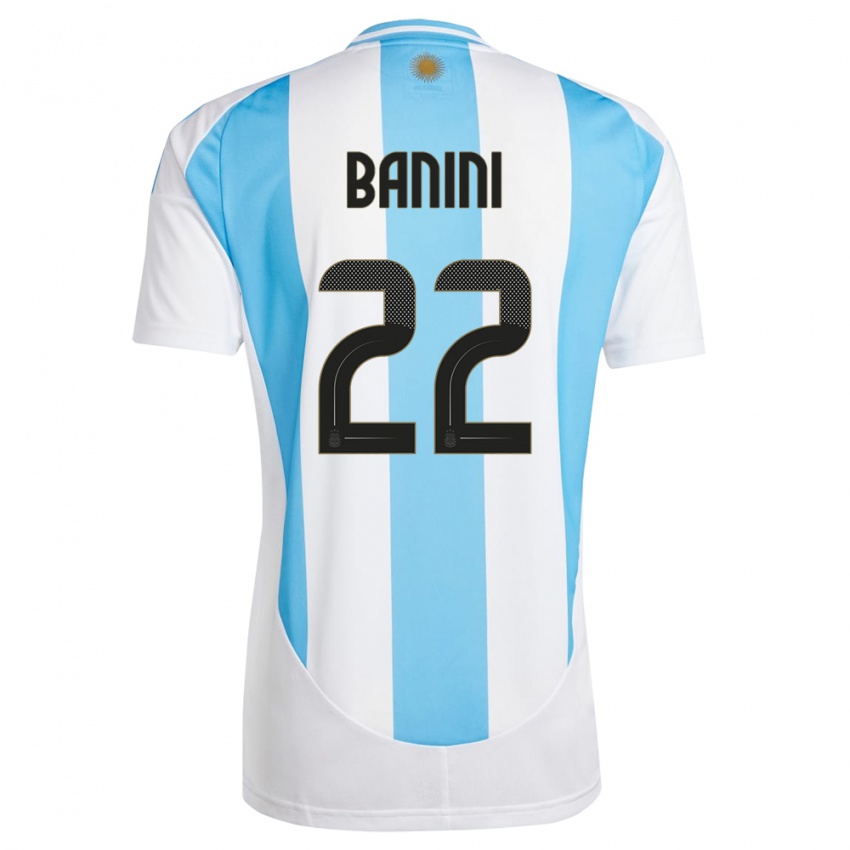 Miesten Argentiina Estefania Banini #22 Valkoinen Sininen Kotipaita 24-26 Lyhythihainen Paita T-Paita