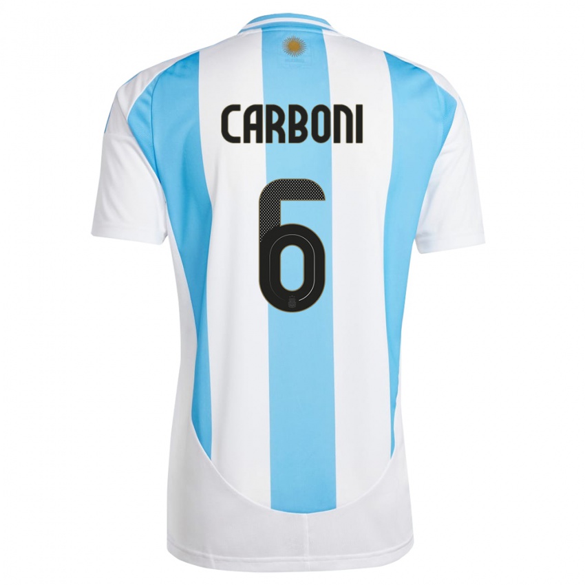 Miesten Argentiina Franco Carboni #6 Valkoinen Sininen Kotipaita 24-26 Lyhythihainen Paita T-Paita