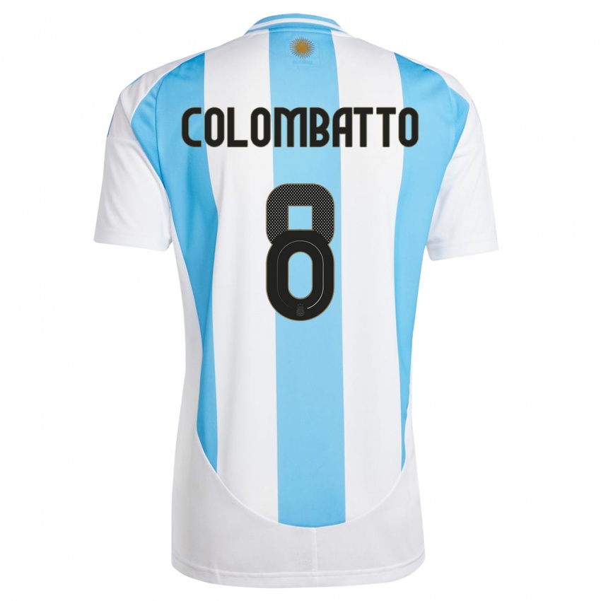 Miesten Argentiina Santiago Colombatto #8 Valkoinen Sininen Kotipaita 24-26 Lyhythihainen Paita T-Paita