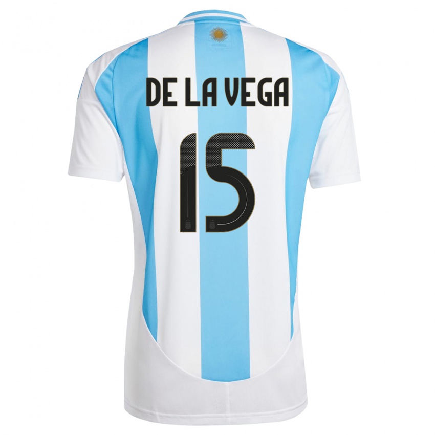 Miesten Argentiina Pedro De La Vega #15 Valkoinen Sininen Kotipaita 24-26 Lyhythihainen Paita T-Paita