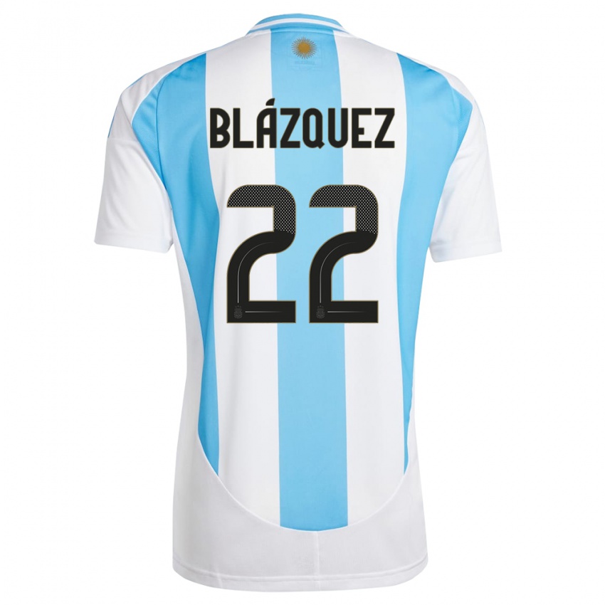 Miesten Argentiina Joaquin Blazquez #22 Valkoinen Sininen Kotipaita 24-26 Lyhythihainen Paita T-Paita