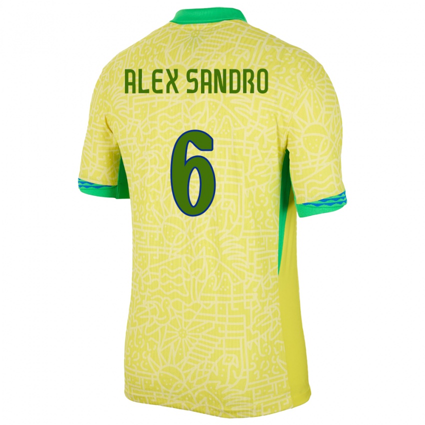 Miesten Brasilia Alex Sandro #6 Keltainen Kotipaita 24-26 Lyhythihainen Paita T-Paita