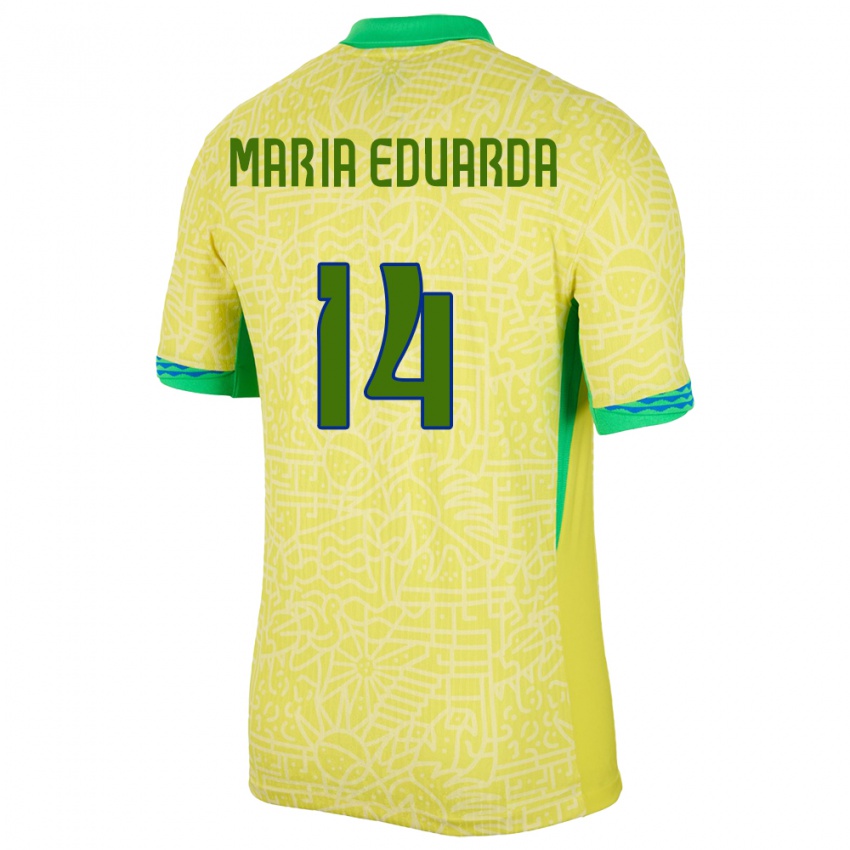 Miesten Brasilia Maria Eduarda #14 Keltainen Kotipaita 24-26 Lyhythihainen Paita T-Paita