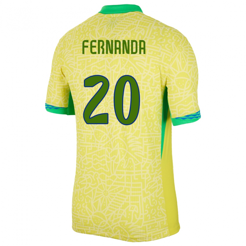 Miesten Brasilia Fernanda Palermo #20 Keltainen Kotipaita 24-26 Lyhythihainen Paita T-Paita
