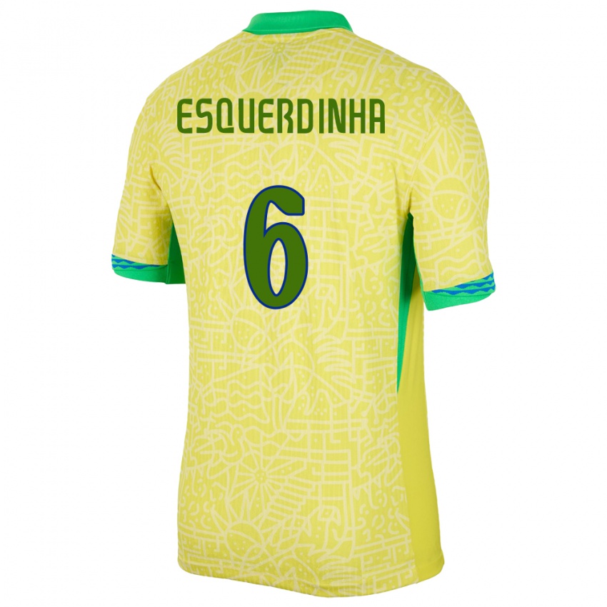 Miesten Brasilia Esquerdinha #6 Keltainen Kotipaita 24-26 Lyhythihainen Paita T-Paita