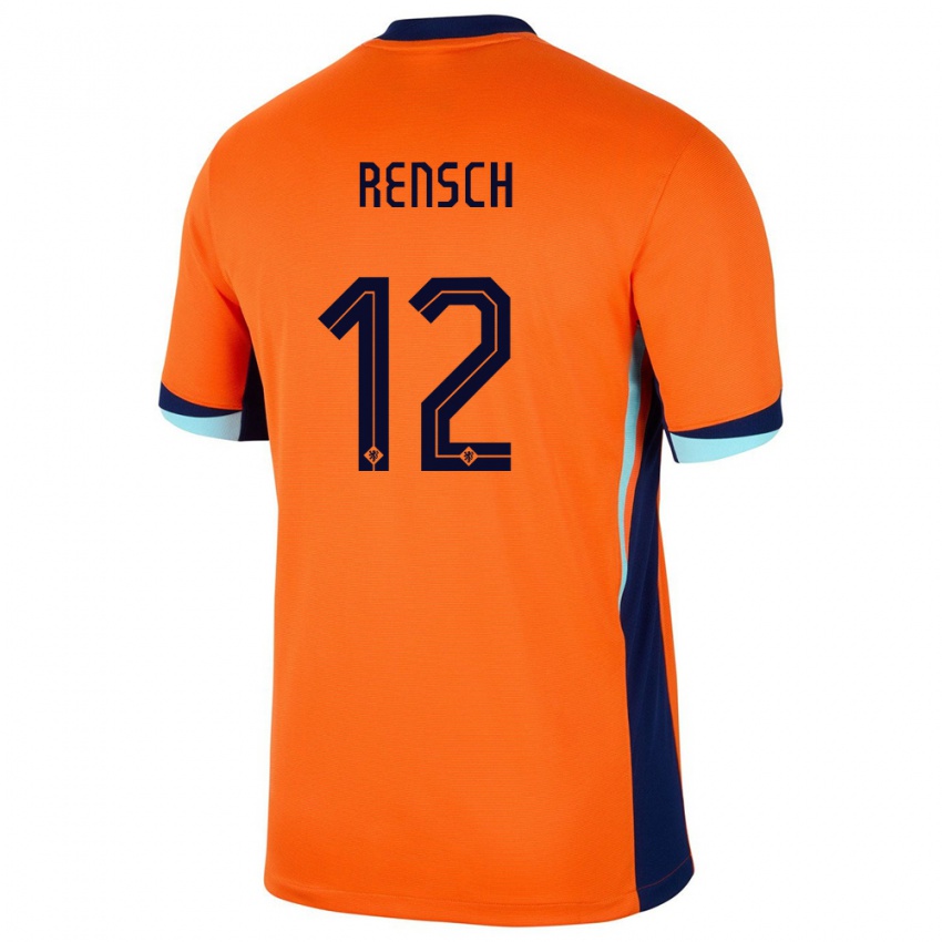 Miesten Alankomaat Devyne Rensch #12 Oranssi Kotipaita 24-26 Lyhythihainen Paita T-Paita