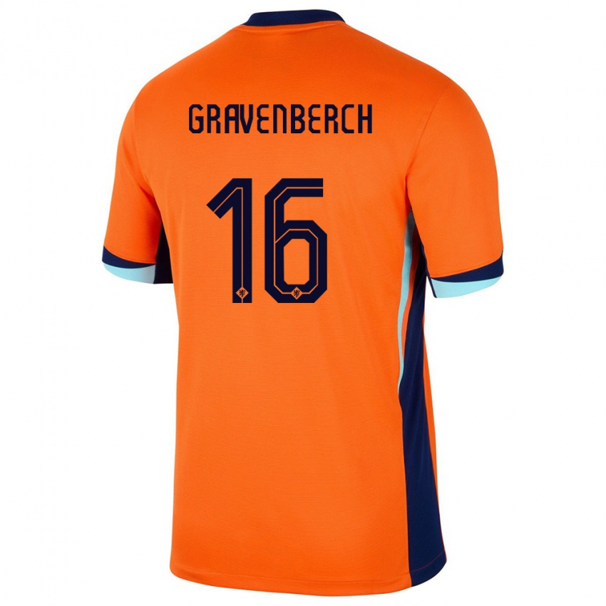 Miesten Alankomaat Ryan Gravenberch #16 Oranssi Kotipaita 24-26 Lyhythihainen Paita T-Paita