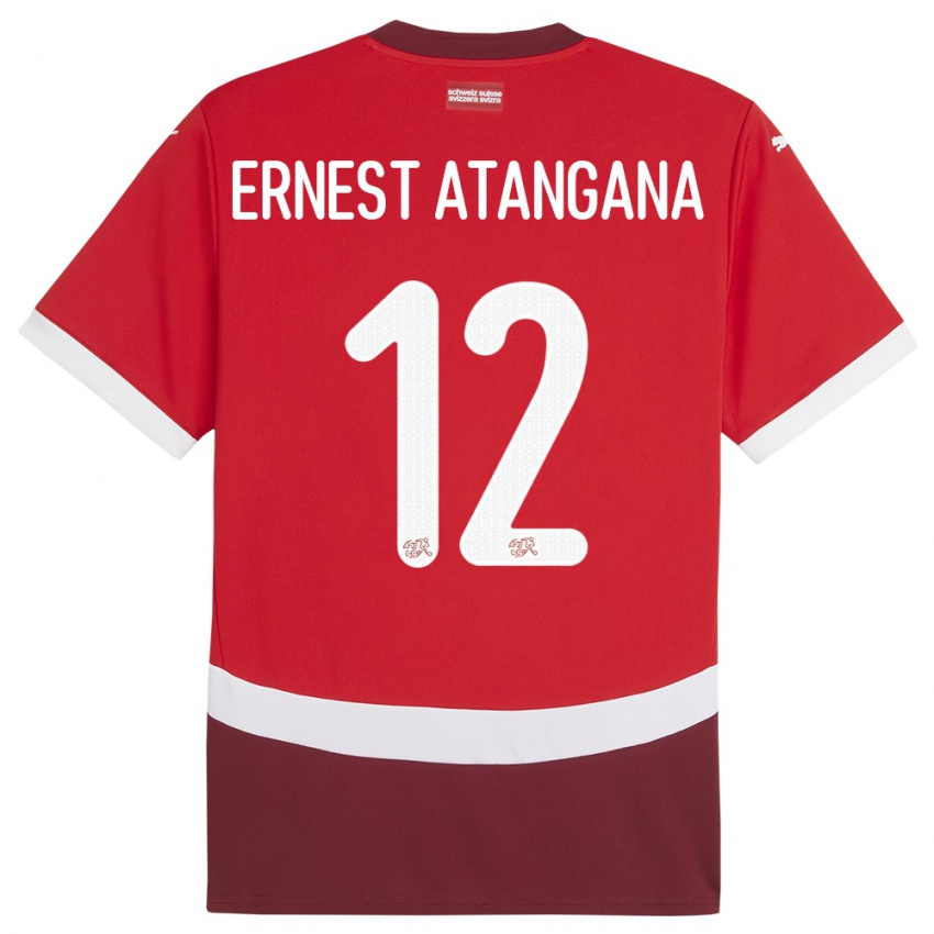 Miesten Sveitsi Brian Ernest Atangana #12 Punainen Kotipaita 24-26 Lyhythihainen Paita T-Paita