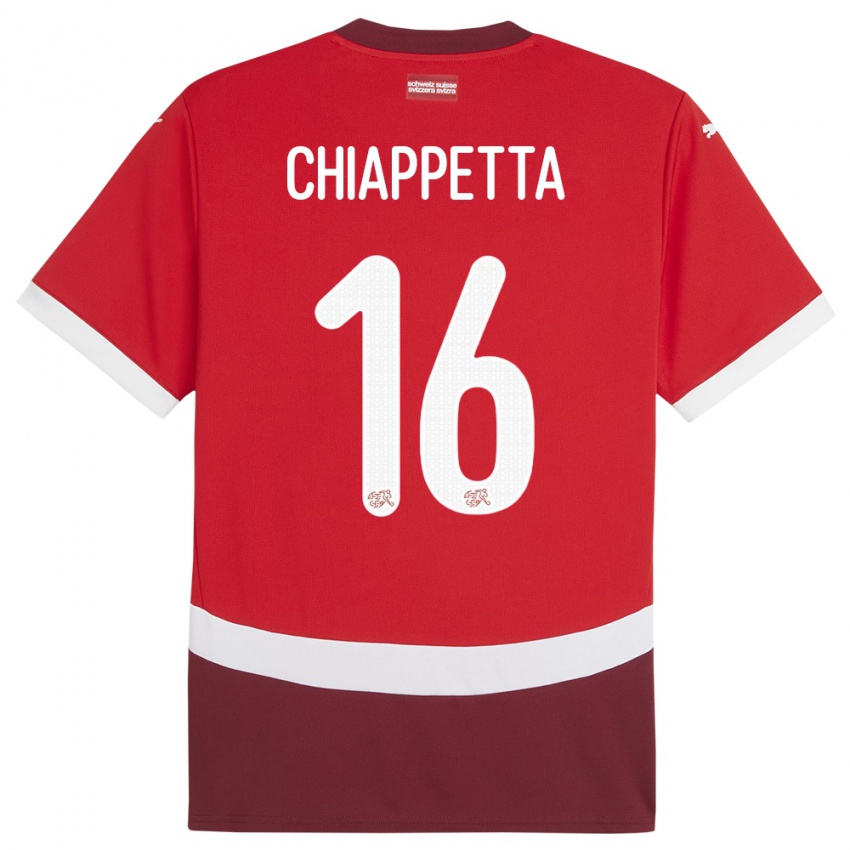 Miesten Sveitsi Carmine Chiappetta #16 Punainen Kotipaita 24-26 Lyhythihainen Paita T-Paita