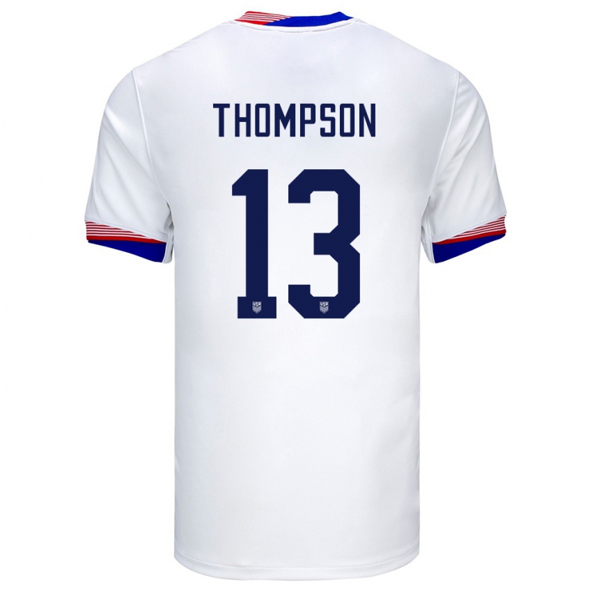 Miesten Yhdysvallat Alyssa Thompson #13 Valkoinen Kotipaita 24-26 Lyhythihainen Paita T-Paita