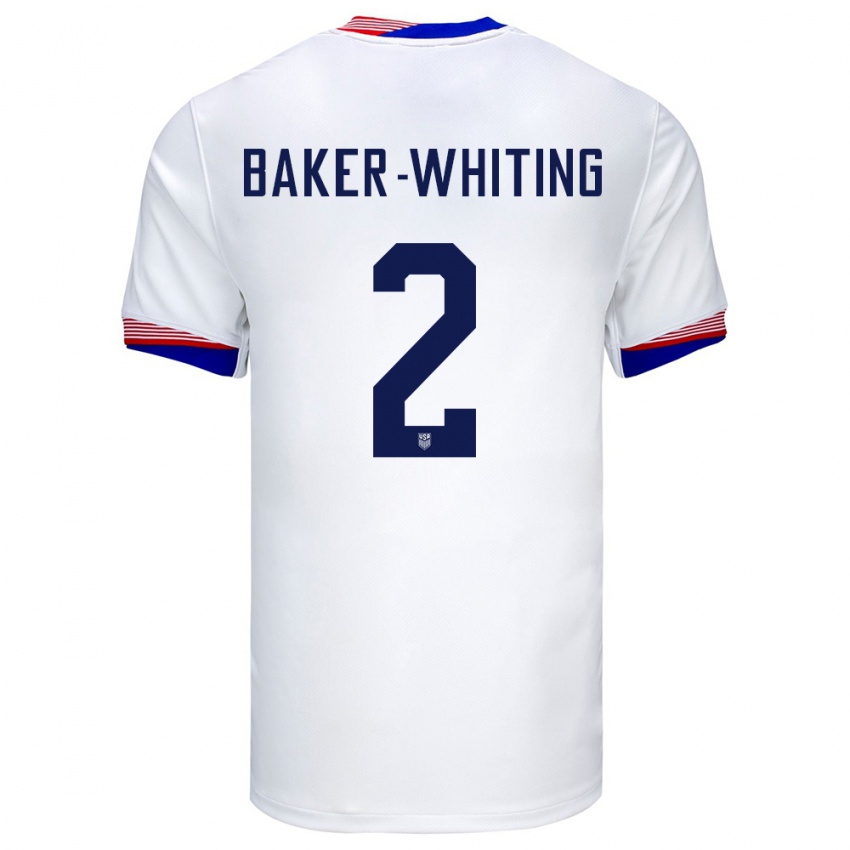 Miesten Yhdysvallat Reed Baker Whiting #2 Valkoinen Kotipaita 24-26 Lyhythihainen Paita T-Paita