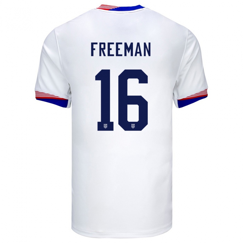 Miesten Yhdysvallat Alex Freeman #16 Valkoinen Kotipaita 24-26 Lyhythihainen Paita T-Paita