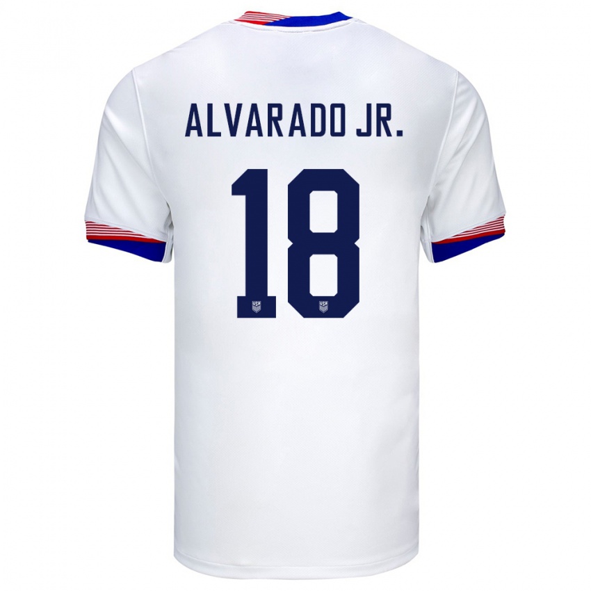 Miesten Yhdysvallat Alejandro Alvarado Jr #18 Valkoinen Kotipaita 24-26 Lyhythihainen Paita T-Paita