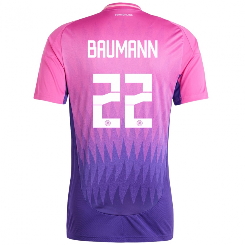 Miesten Saksa Oliver Baumann #22 Vaaleanpunainen Violetti Vieraspaita 24-26 Lyhythihainen Paita T-Paita
