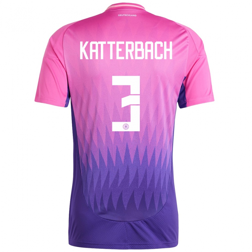 Miesten Saksa Noah Katterbach #3 Vaaleanpunainen Violetti Vieraspaita 24-26 Lyhythihainen Paita T-Paita