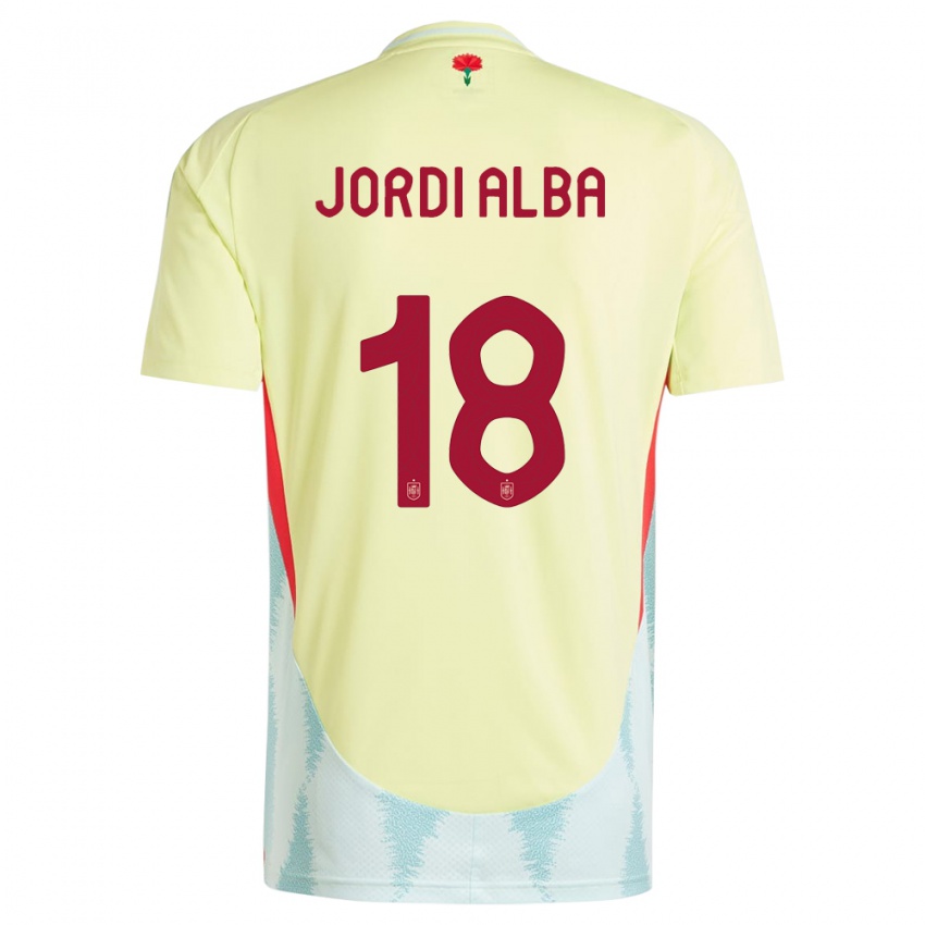 Miesten Espanja Jordi Alba #18 Keltainen Vieraspaita 24-26 Lyhythihainen Paita T-Paita