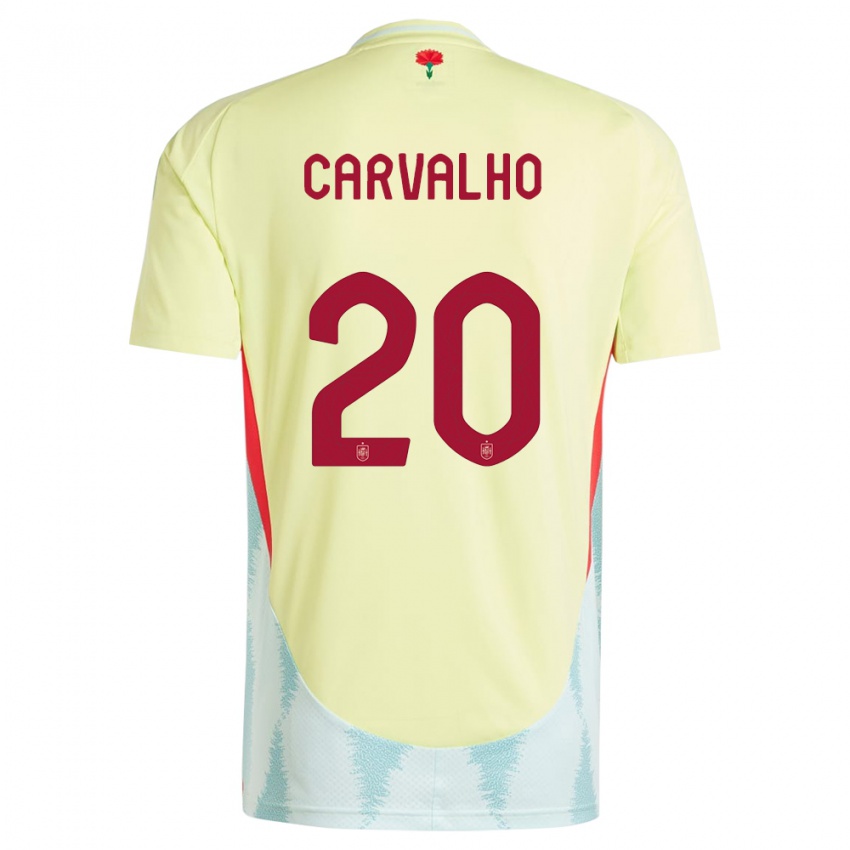 Miesten Espanja Miguel Carvalho #20 Keltainen Vieraspaita 24-26 Lyhythihainen Paita T-Paita