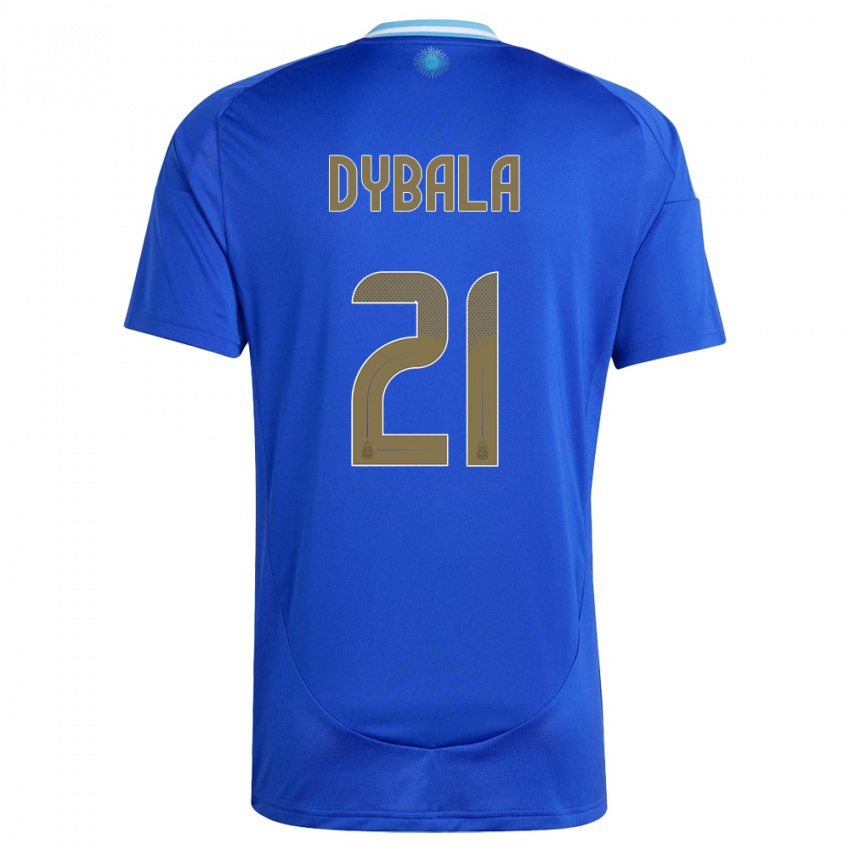 Miesten Argentiina Paulo Dybala #21 Sininen Vieraspaita 24-26 Lyhythihainen Paita T-Paita