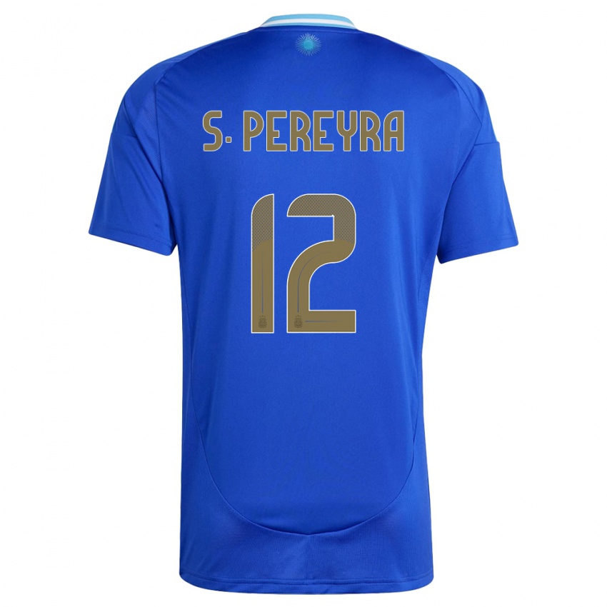 Miesten Argentiina Solana Pereyra #12 Sininen Vieraspaita 24-26 Lyhythihainen Paita T-Paita