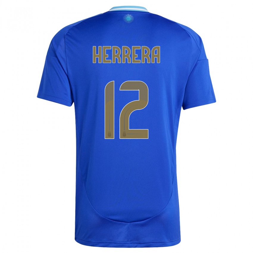 Miesten Argentiina Franco Herrera #12 Sininen Vieraspaita 24-26 Lyhythihainen Paita T-Paita