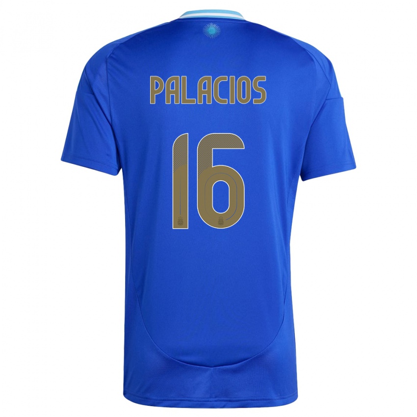 Miesten Argentiina Tomas Palacios #16 Sininen Vieraspaita 24-26 Lyhythihainen Paita T-Paita