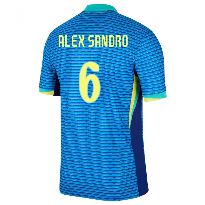 Miesten Brasilia Alex Sandro #6 Sininen Vieraspaita 24-26 Lyhythihainen Paita T-Paita